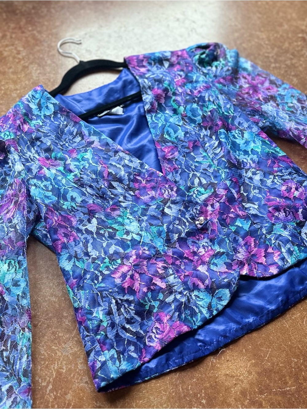 Vintage 80s Victorian Lori Max Blue/Purple Lace Jacket